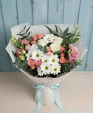 Букет цветов из:  Розы, Лизиантусы и Хризантемы в Бужарово