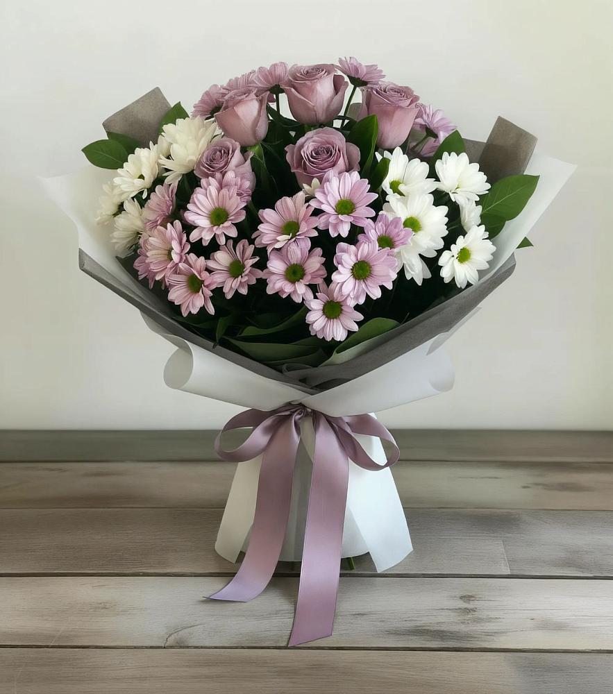 Букет цветов из: Хризантемы и Розы в Бужарово