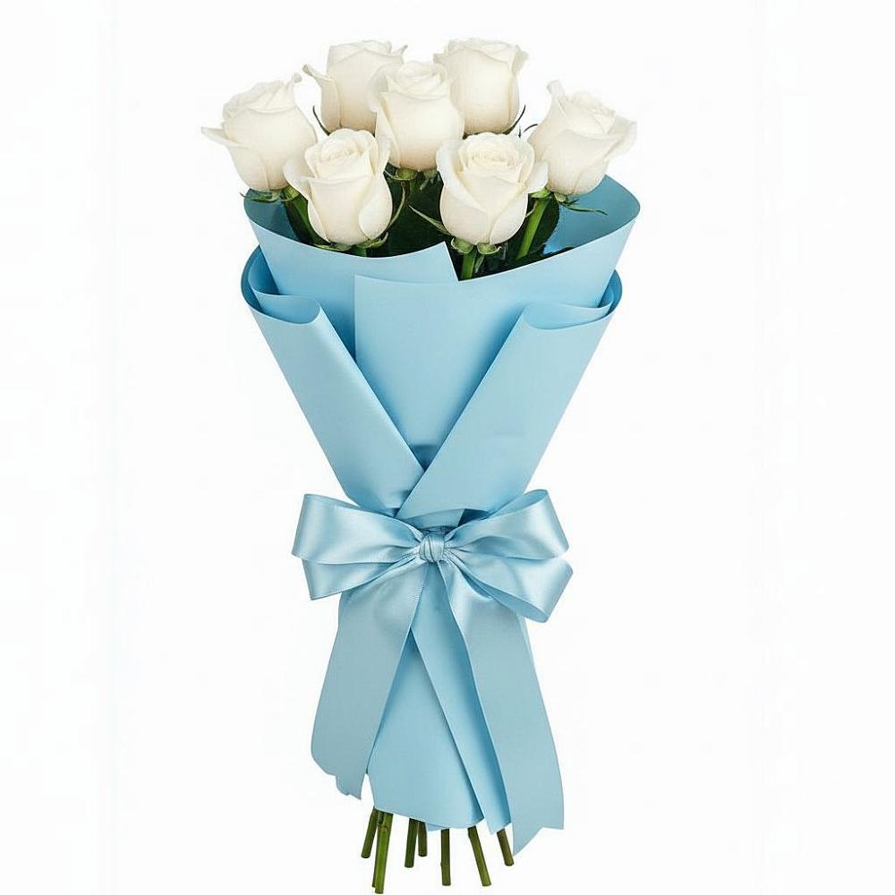 Букет 7 белых роз Проуд в Бужарово