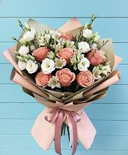 Букет цветов из:  Розы, Альстромерии и Лизиантусы в Бужарово