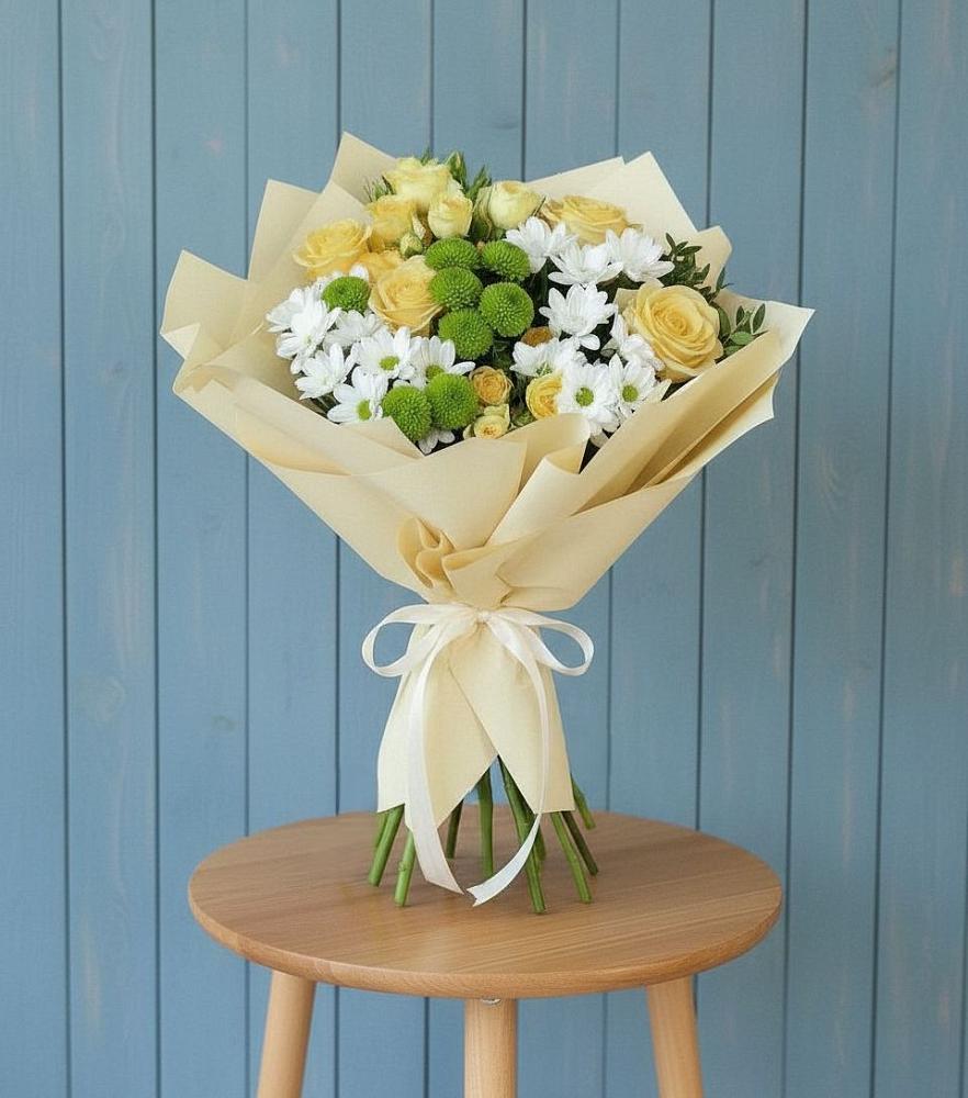 Букет цветов из: Хризантемы и Розы в Бужарово