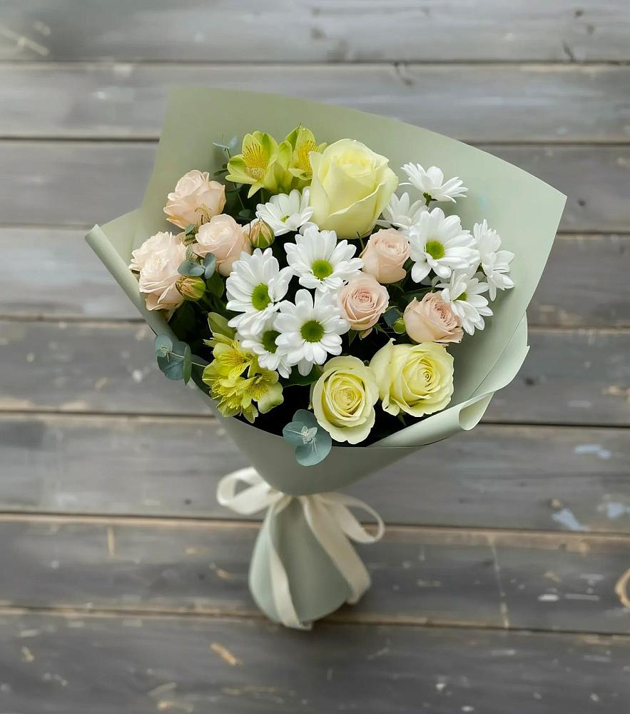 Букет цветов из: Альстромерии, Розы и Хризантемы в Бужарово