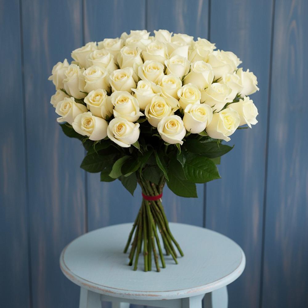 Букет 51 Белая роза Эдлесс Лав в Бужарово