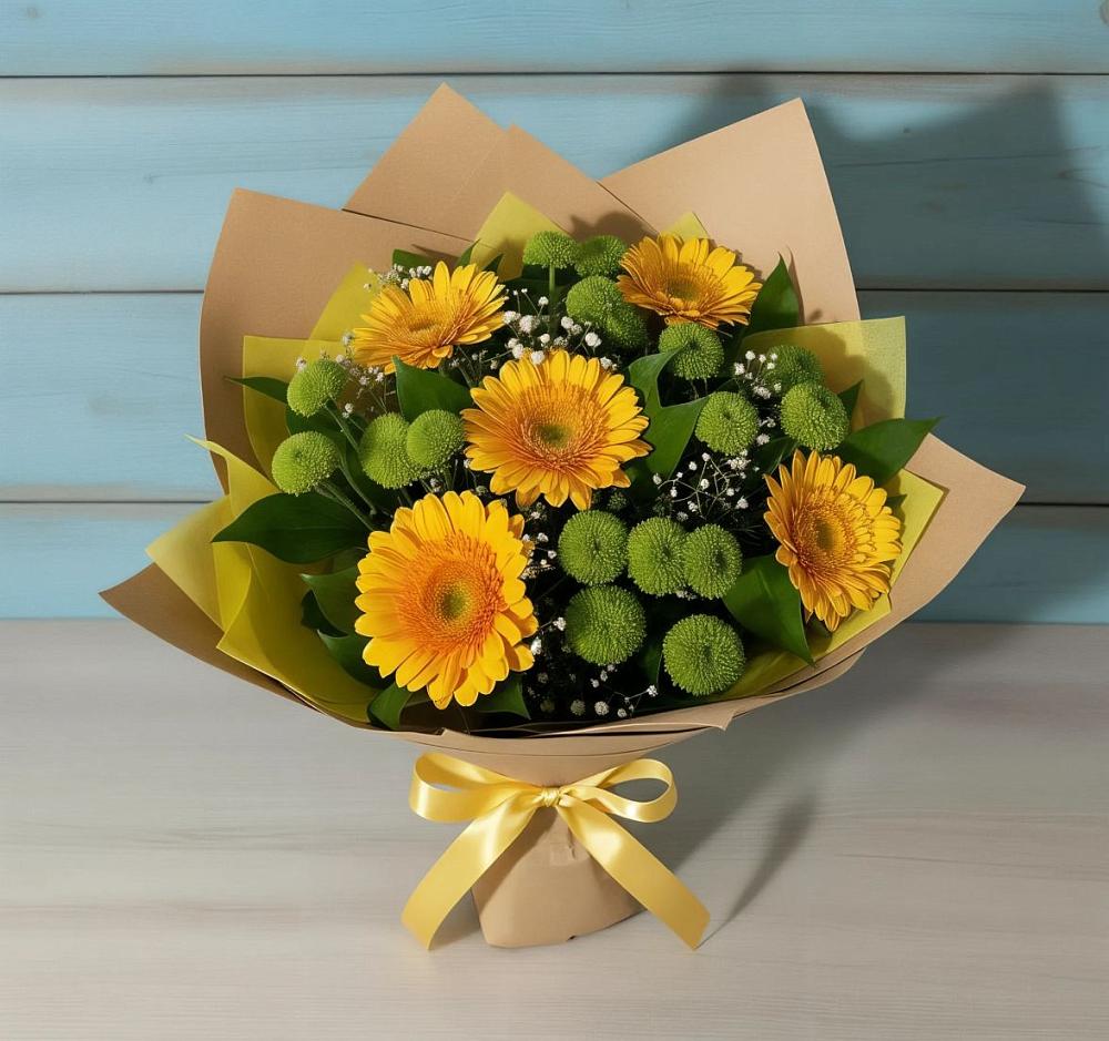 Букет цветов из: Герберы и Хризантемы в Бужарово