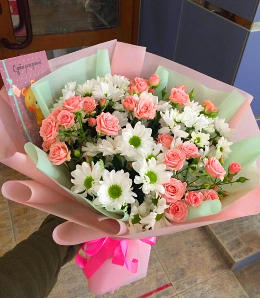 Букет цветов из: Розы и Хризантемы в Бужарово