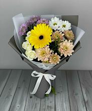 Букет цветов из:  Розы, Герберы и Хризантемы в Бужарово
