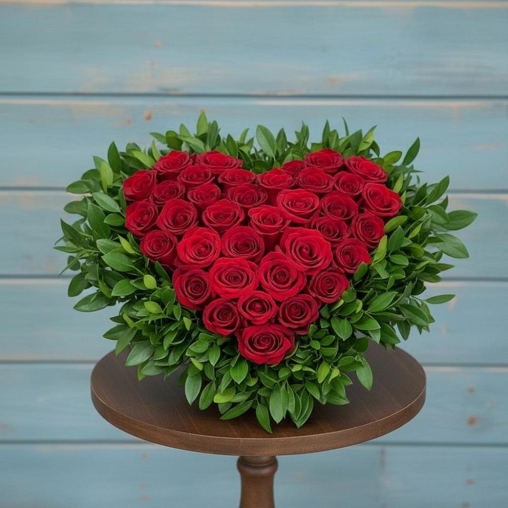 Цветочная композиция из Розы в виде сердца в Бужарово