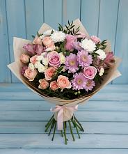 Букет цветов из:  Хризантемы, Розы и Альстромерии #REPLACE_PRED# Бужарово