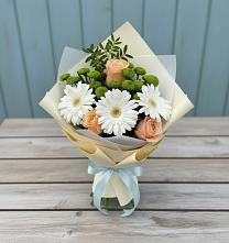 Букет цветов из:  Герберы, Розы и Хризантемы в Бужарово