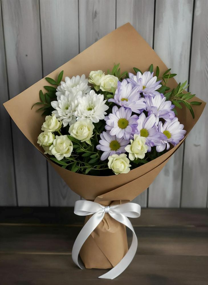 Букет цветов из: Хризантемы и Розы в Бужарово